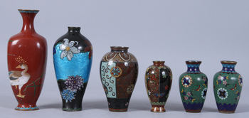 144893. VASER, 6 st, cloisonné, 1900-talets första kvartal.