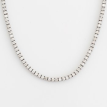 Collier, rivière, med briljantslipade diamanter, med HRD report.