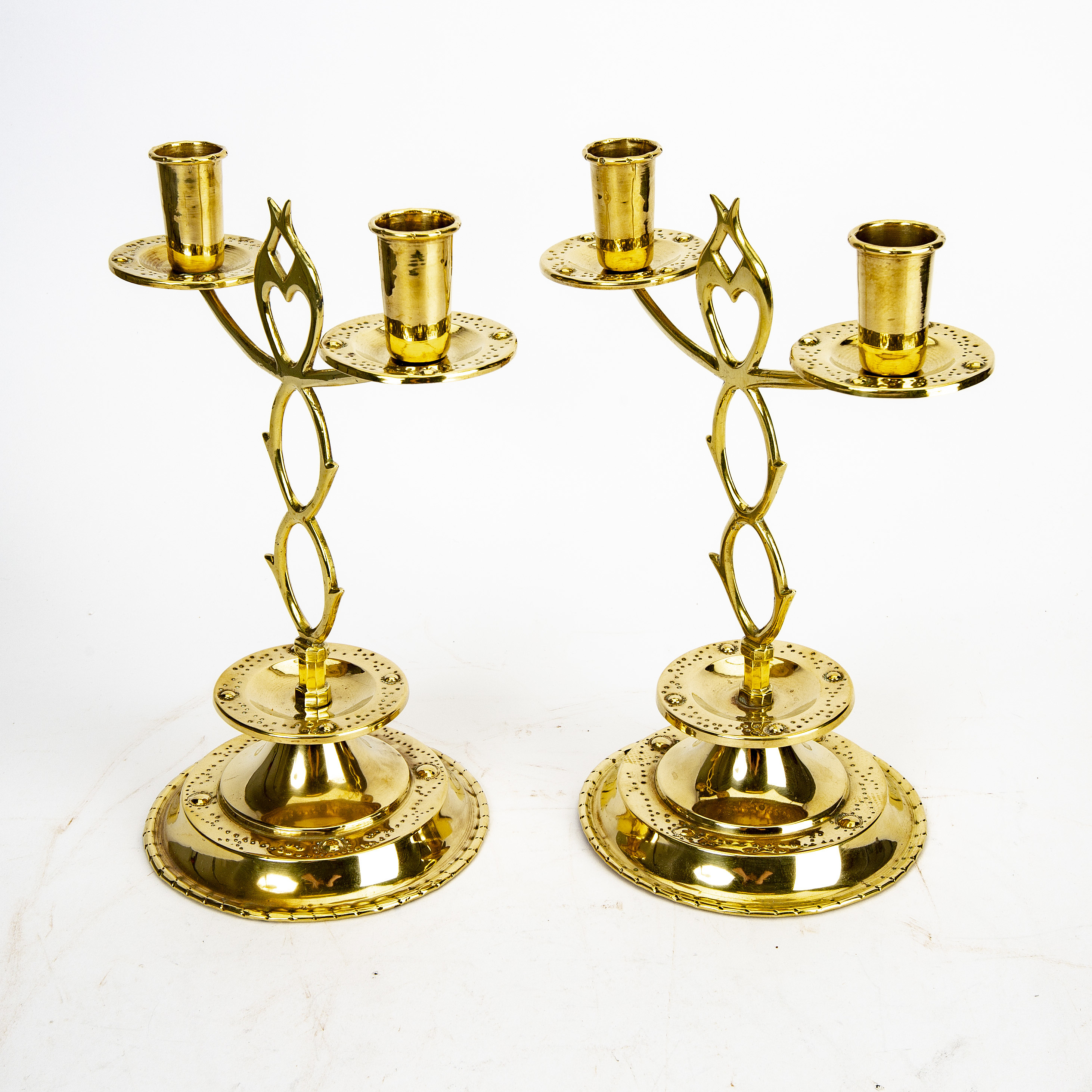 A pair of Swedish brass candelabras early 1900s. Bukowskis
