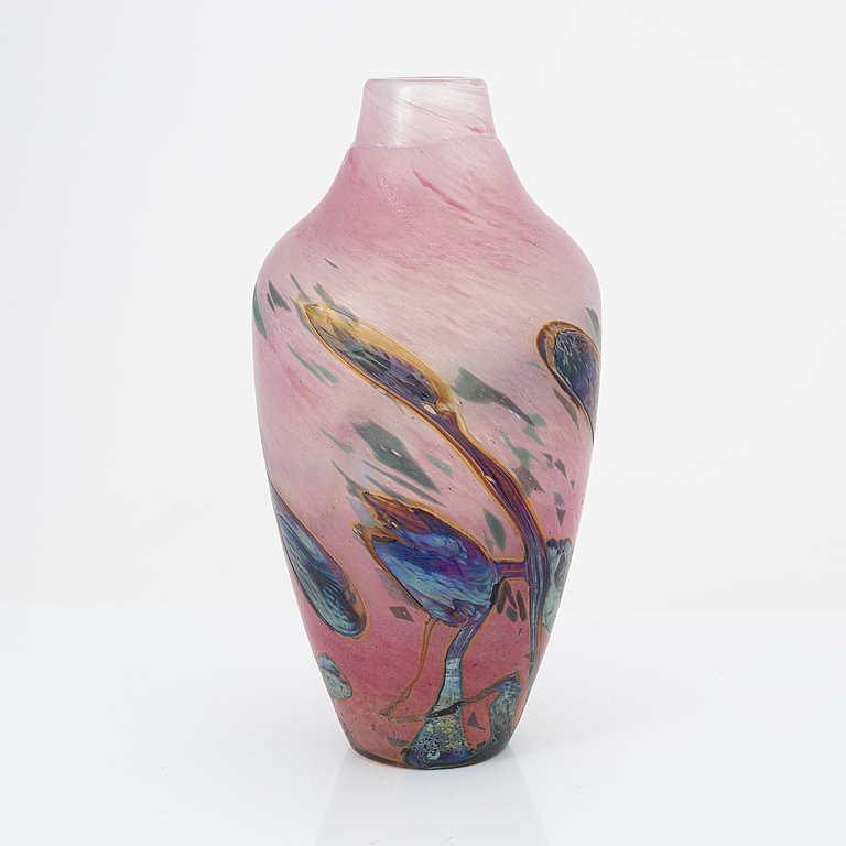 Ada Loumani, a glass vase, signed.