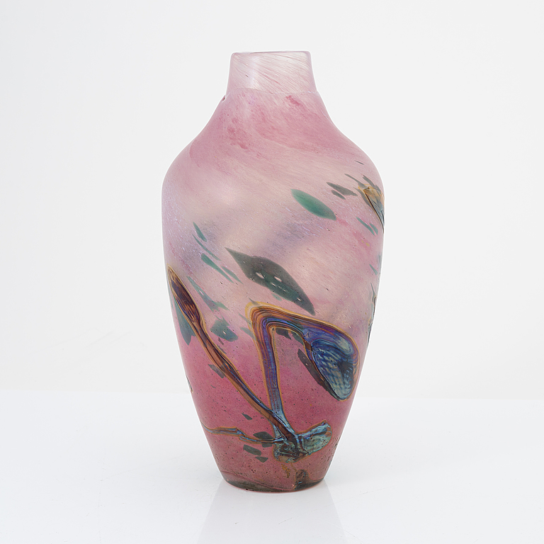 Ada Loumani, a glass vase, signed.