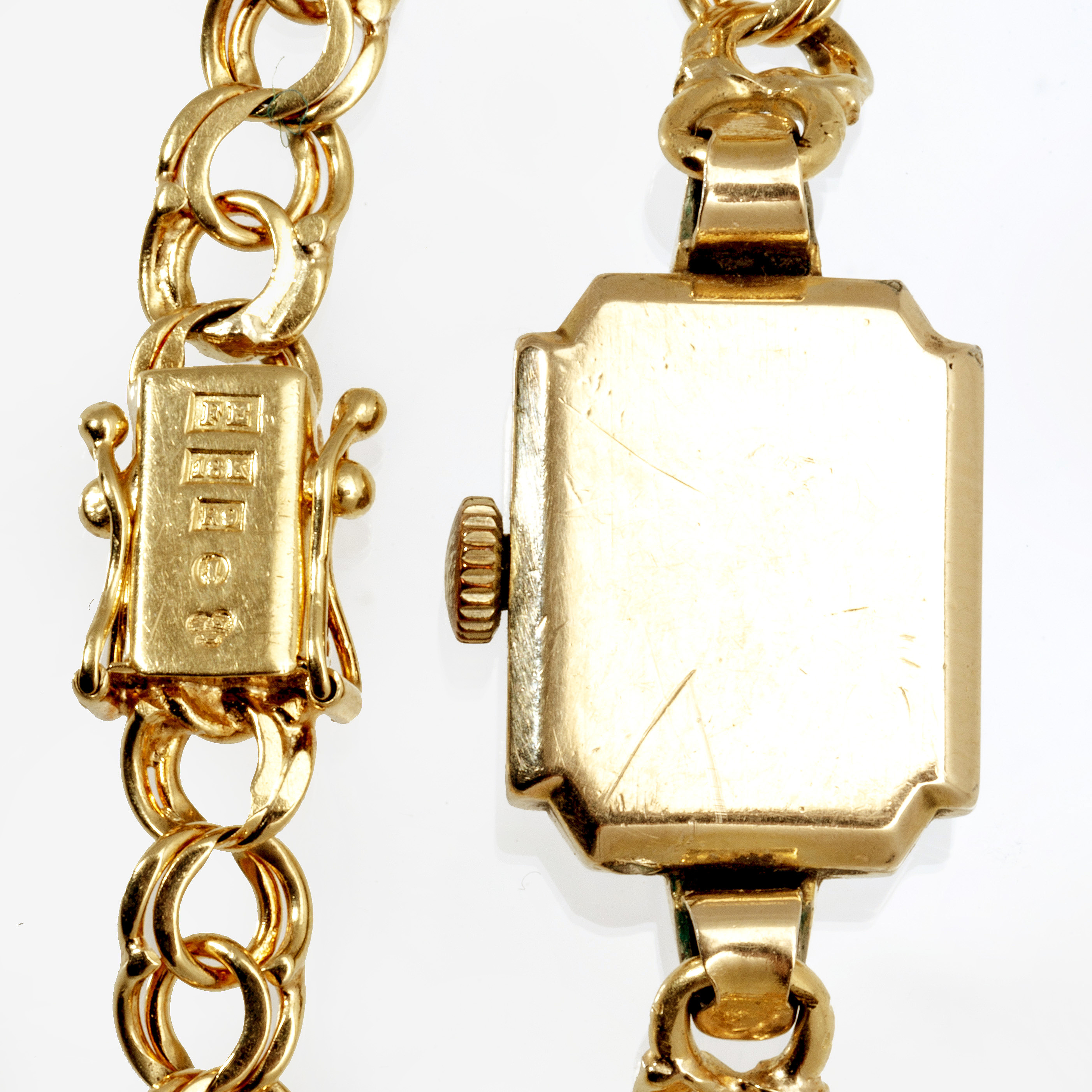 An 18 K gold wrist watch, Omega. Toral weight incl the watch 16 grams