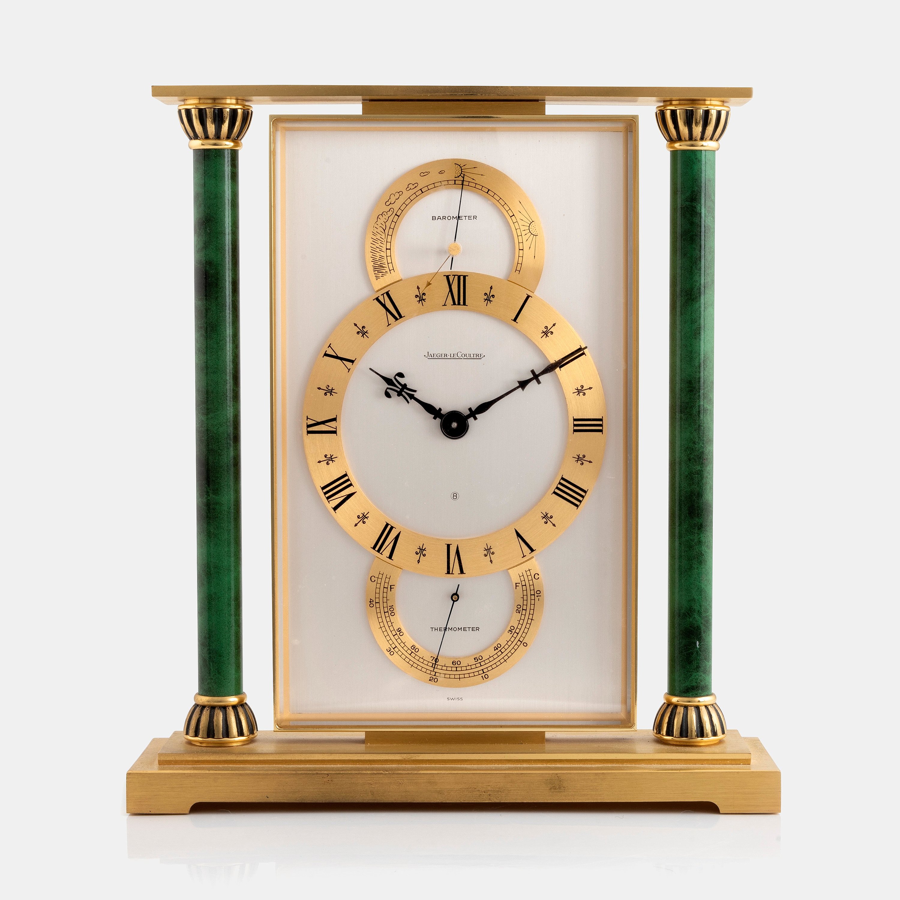 JaegerLeCoultre, table clock, "Thermometer/Barometer", 21 x 6 x 23 cm