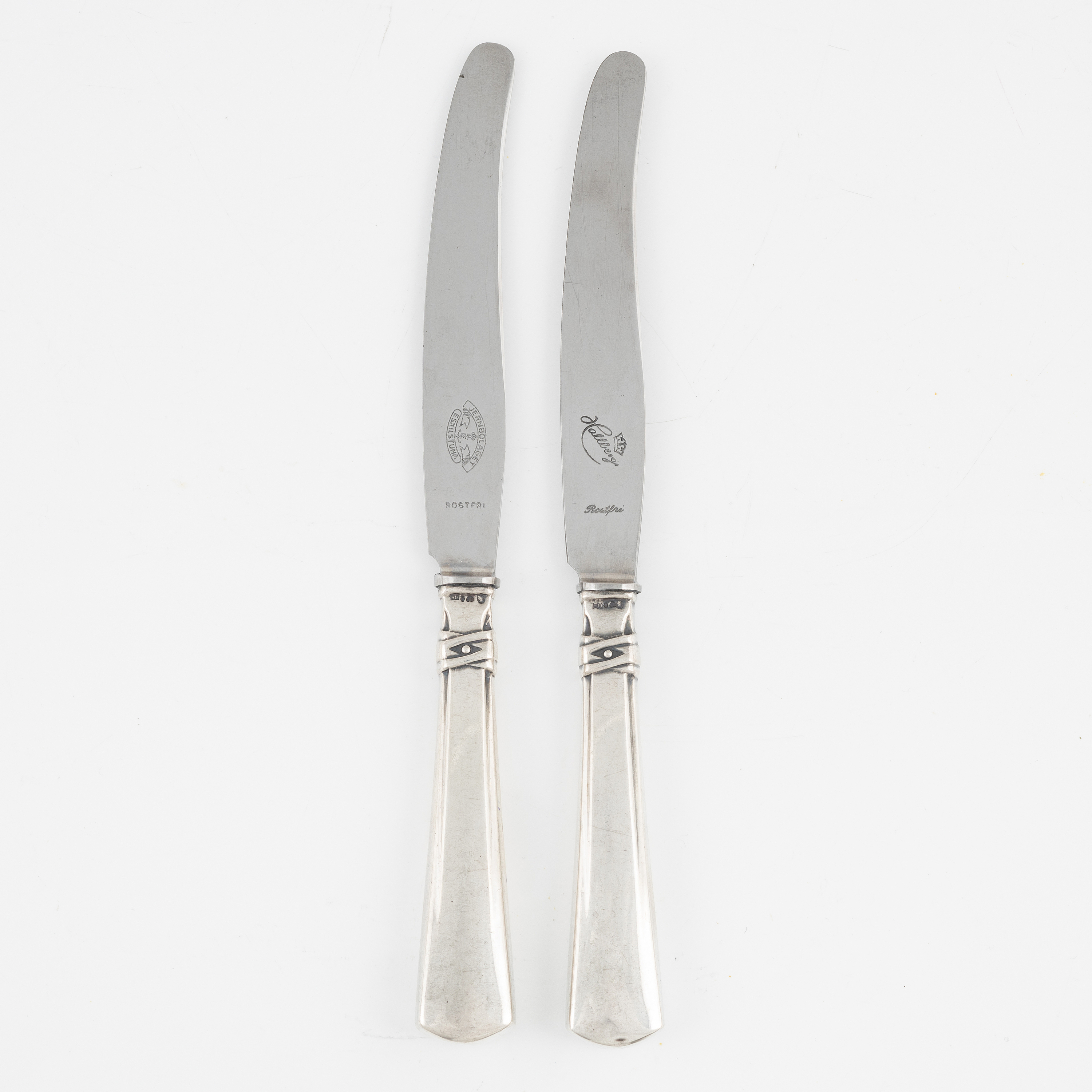 CG Hallberg, twelve silver table knives, model 'Modern', Stockholm ...