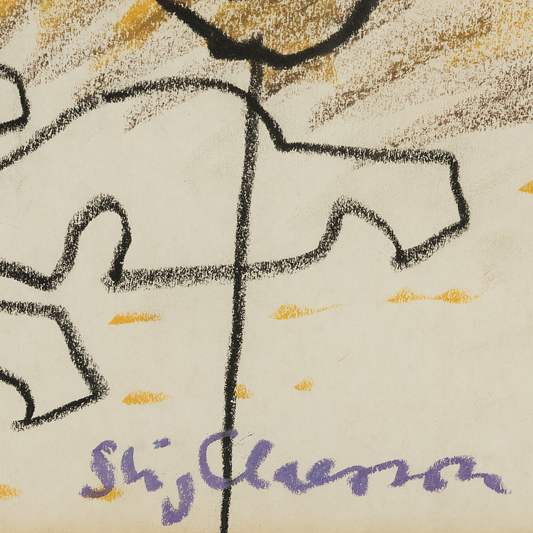Stig Claesson, pastell, signerad.