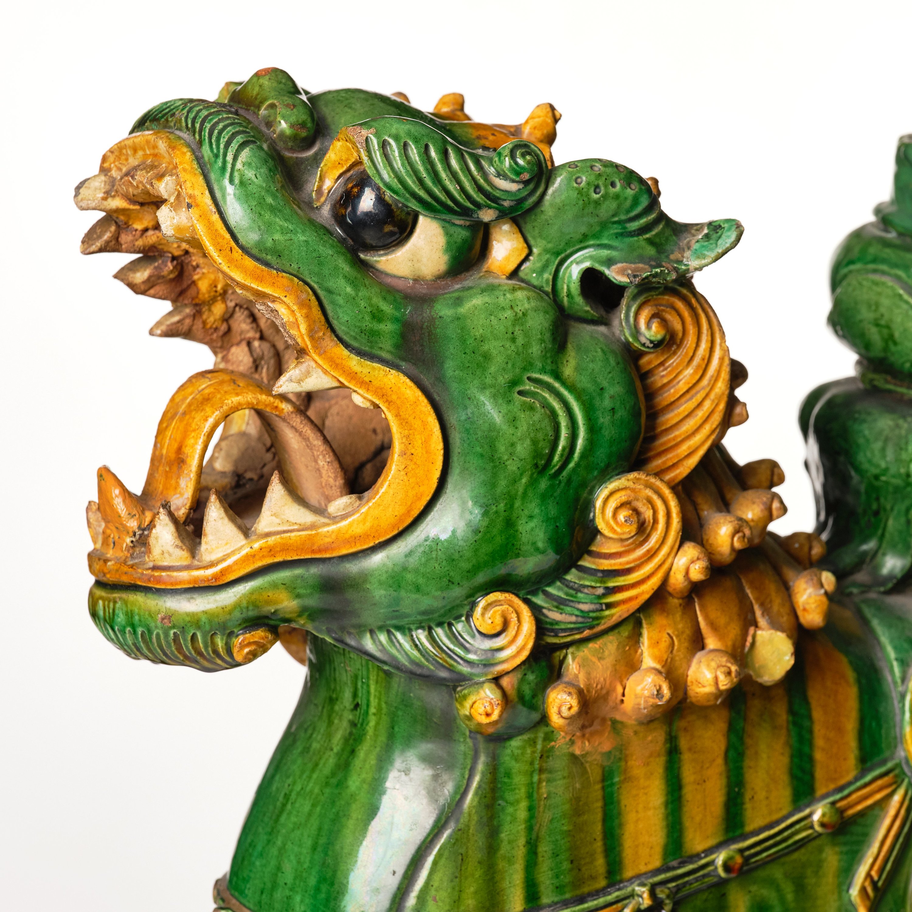 A massive green and yellow glazed joss stick holder, Ming dynasty (1368