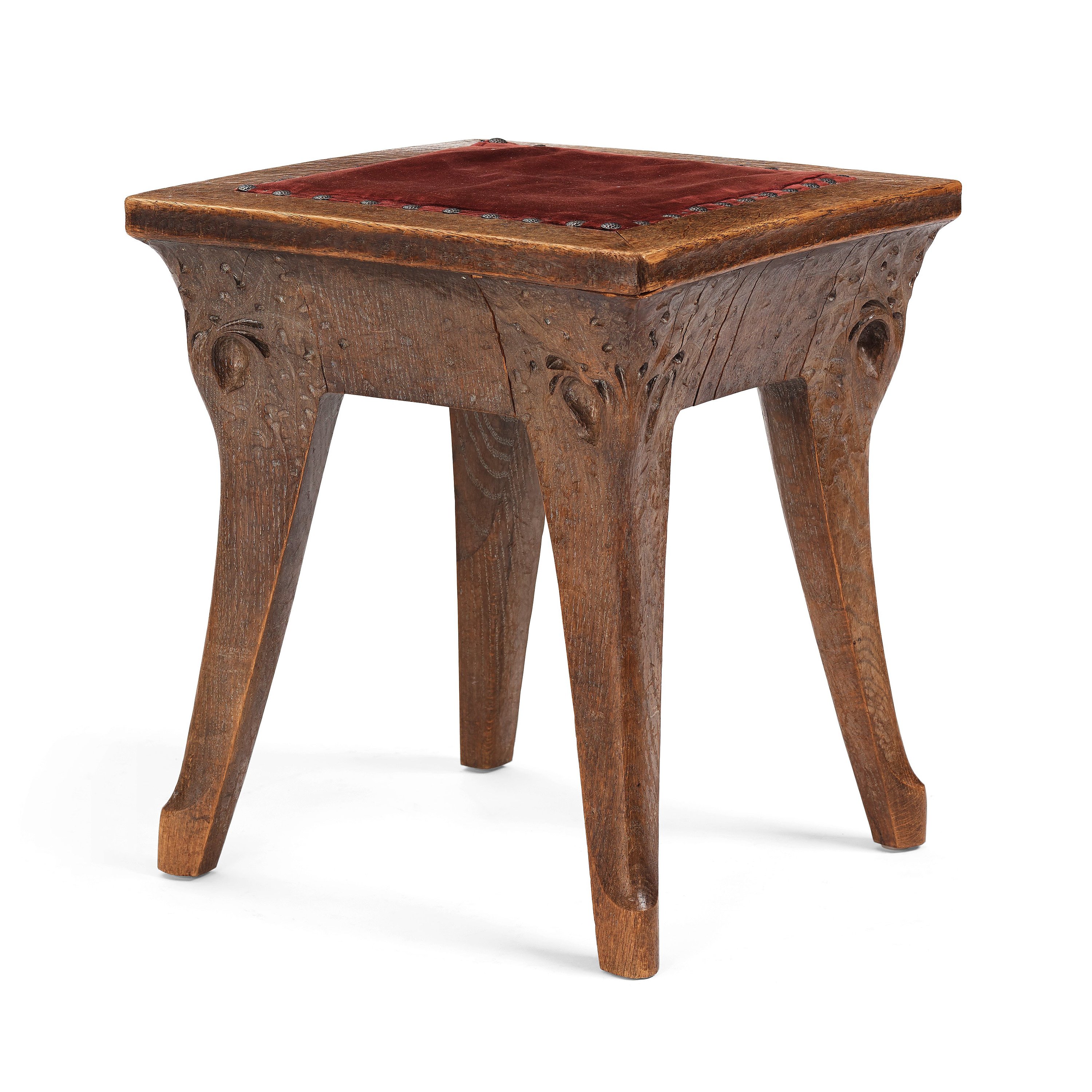 Swedish Art Nouveau, a carved oak stool, early 1900s. - Bukowskis