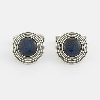 Kalevala koru, silver and labradorite cufflinks.