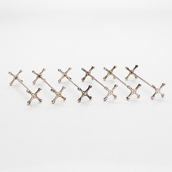 Paul Fredrik Sohlman, six silver knife rests, Saint Petersburg, late 19th century.