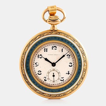 Tavannes Watch Co, Trusty, 18K gold/enamel, pocket watch, 47 mm.