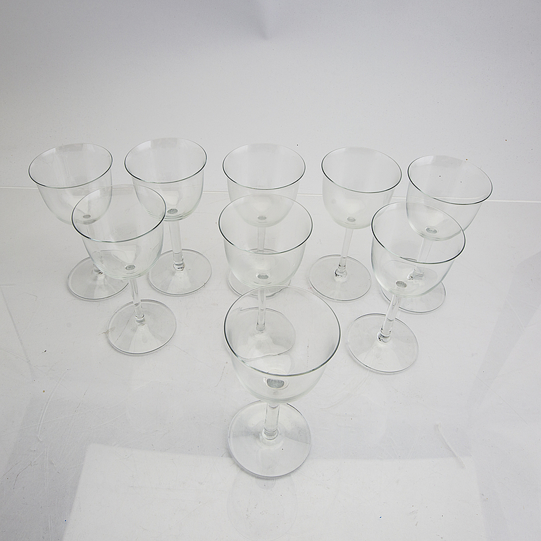 Signe Persson-Melin, a set of nine wineglass from Kosta sample collection.