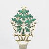 Anton Michelsen, Christmas cutlery, 21 pieces, gilded sterling silver and enamel, Denmark total weight 888 grams.