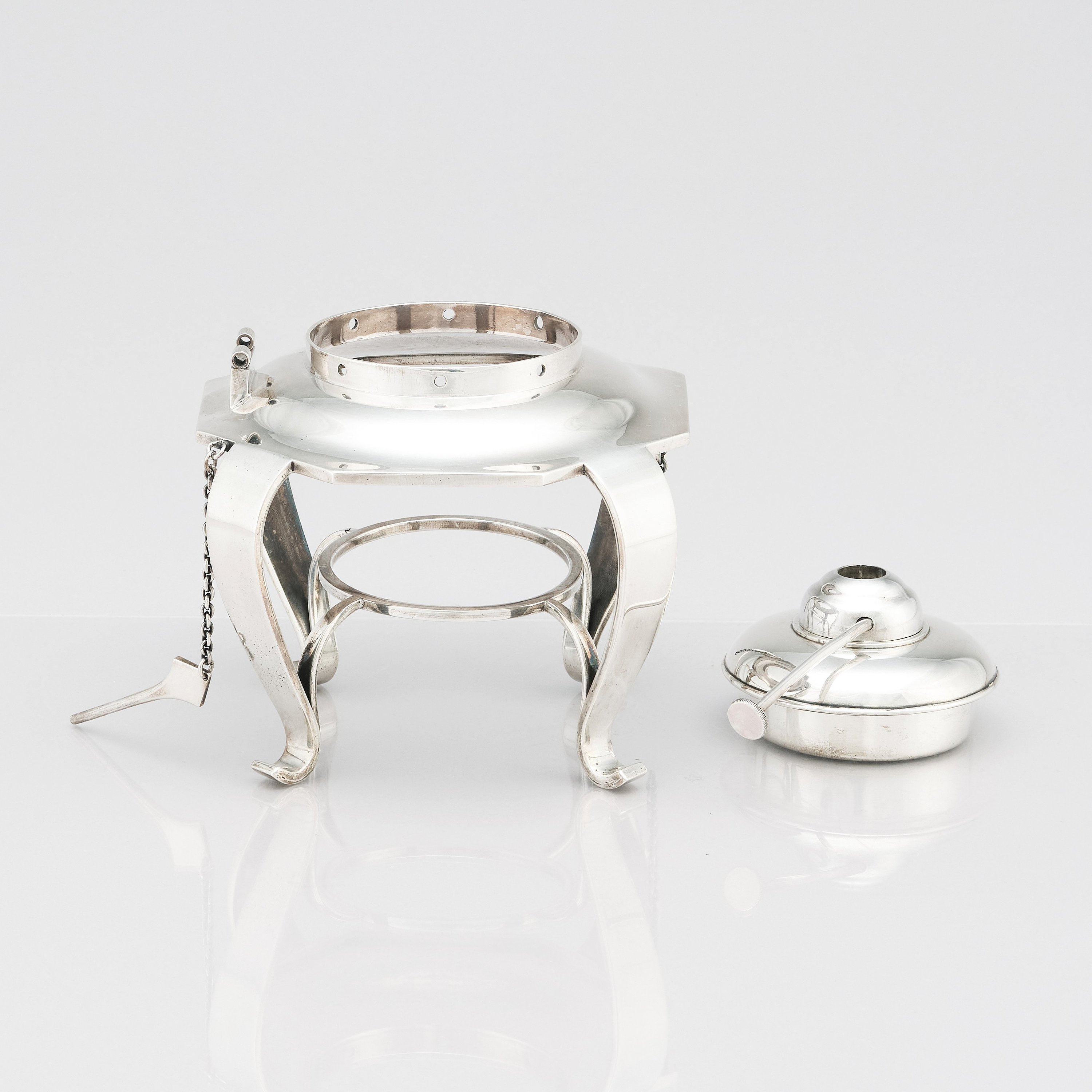 A box with a Japanese silver tea and coffee service by Miyamoto Shoko