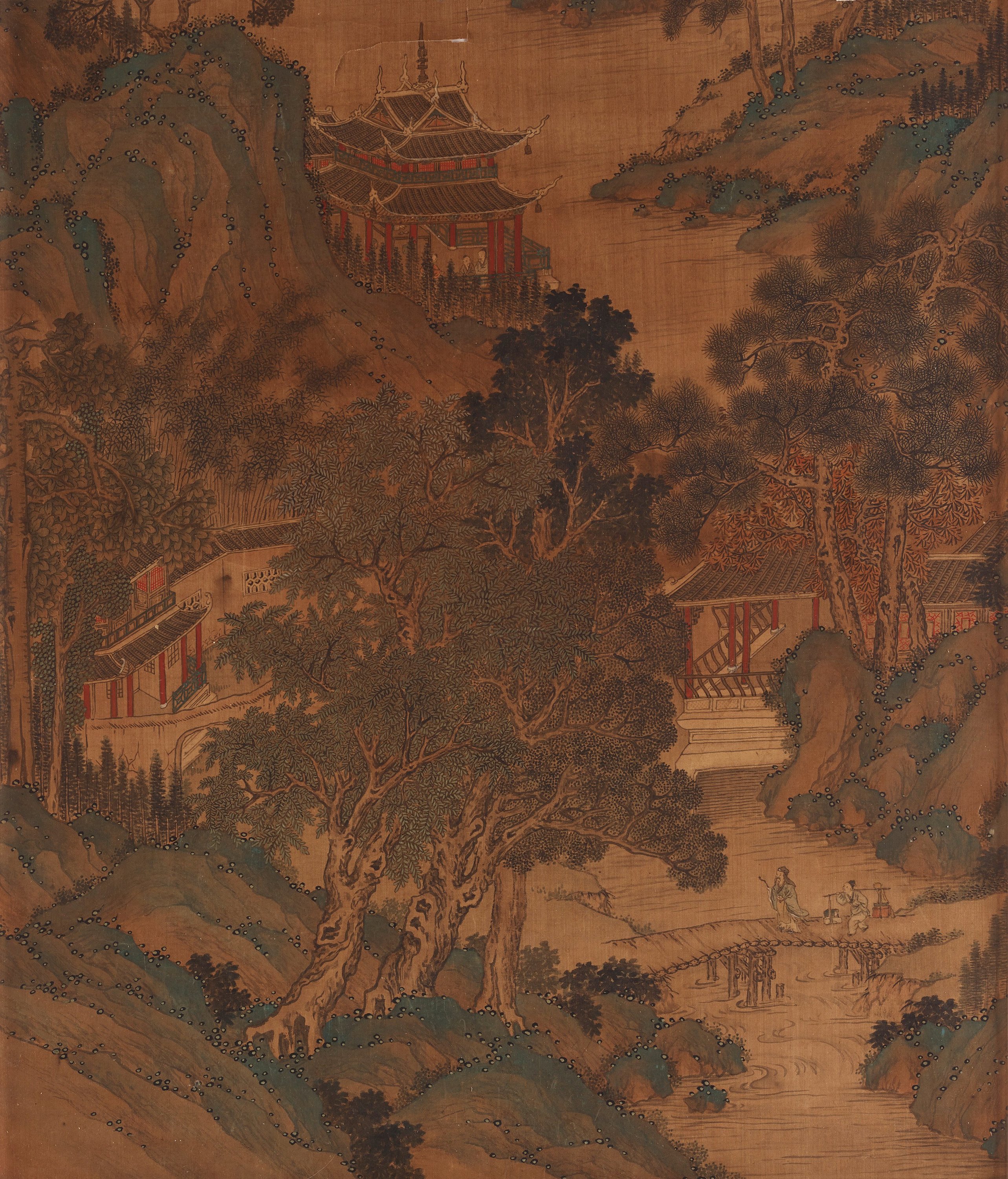 Wen Zhengming After, A mountain landscape with pagodas. Bukowskis