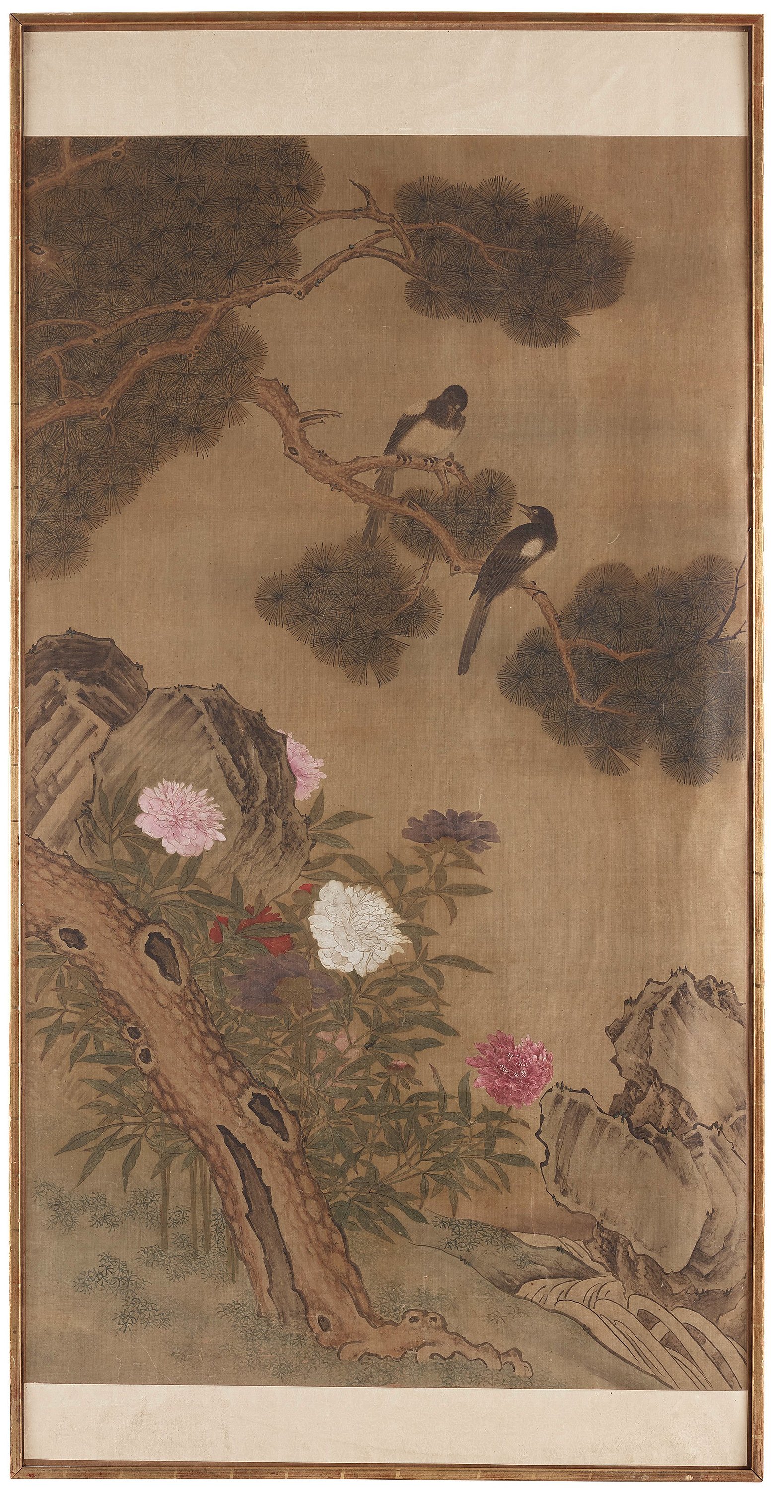 A large Chinese painting, by an anonymous artist, Qing dyanasty, 19th
