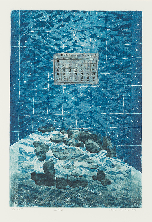 Inari Krohn, etsning, signerad och daterad 1988, numrerad 2/30 tpl'a.