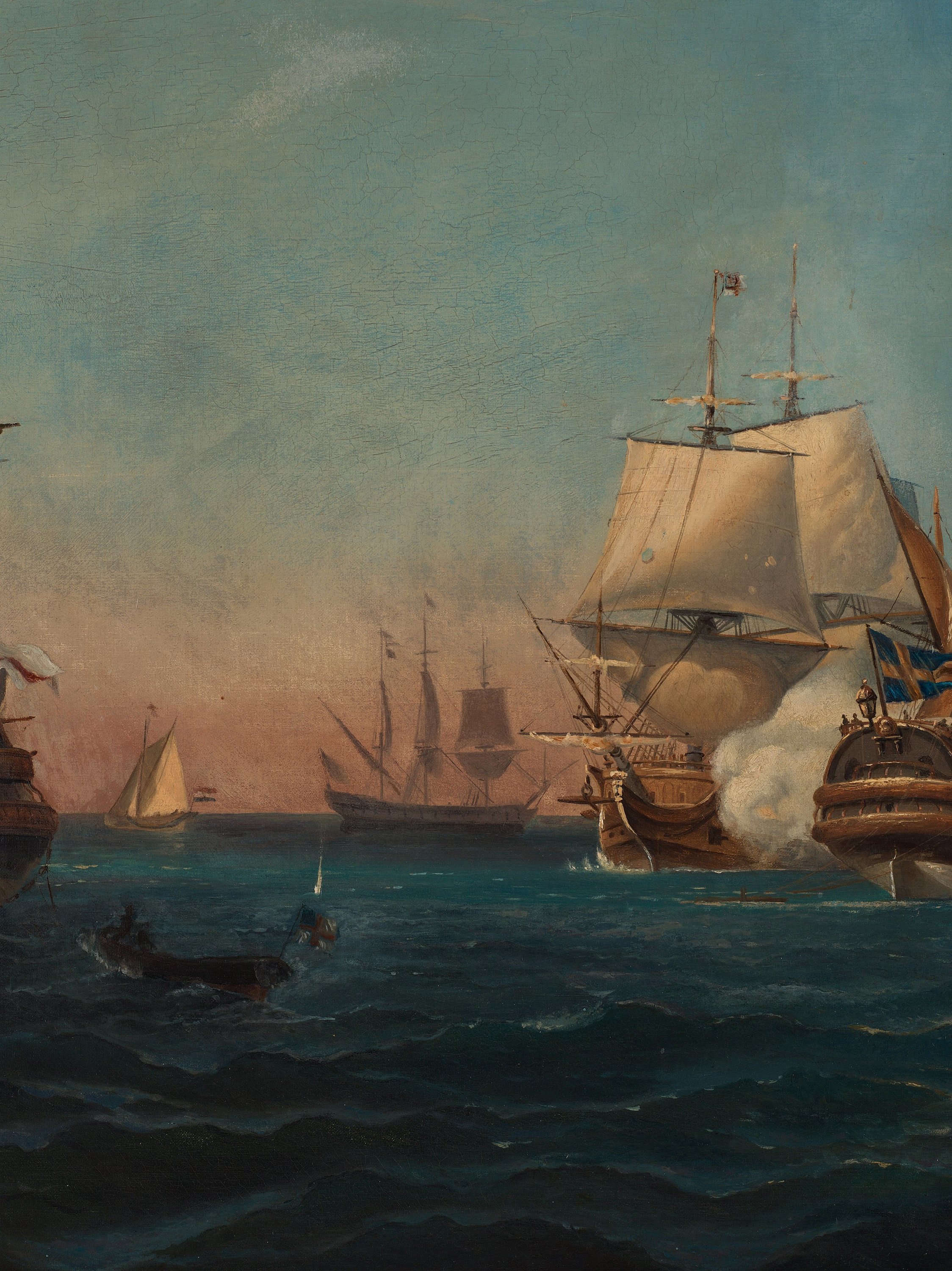 Albert Berg, attributed to, Battle of Orford Ness 1704. Bukowskis