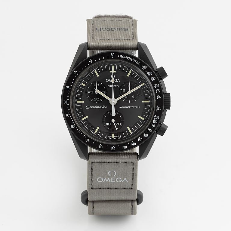 Swatch/Omega, MoonSwatch, Mission to Mercury, chronograph, wristwatch, 42 mm.