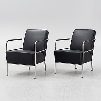 Gunilla Allard, a pair of leather upholstered 'Cinema' easy chairs, Lammhults.