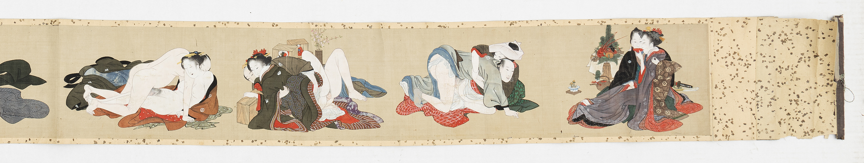 Makimono/a scroll painting, shunga, ink and colour on silk, Japan, 19th ...