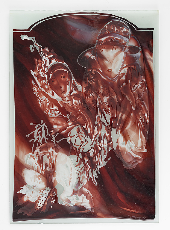 Jean Paul Raymond, glass plaque, signed and dated 92.