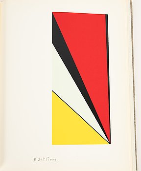 Olle Baertling, screenprint in colours, signed in book, "Teckning, Måleri, Grafik", Per Bjurström, 1956.