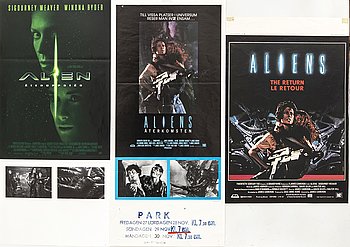 Three 1986 film posters, 'Ailens', 'Aliens- the return' Sweden and ...
