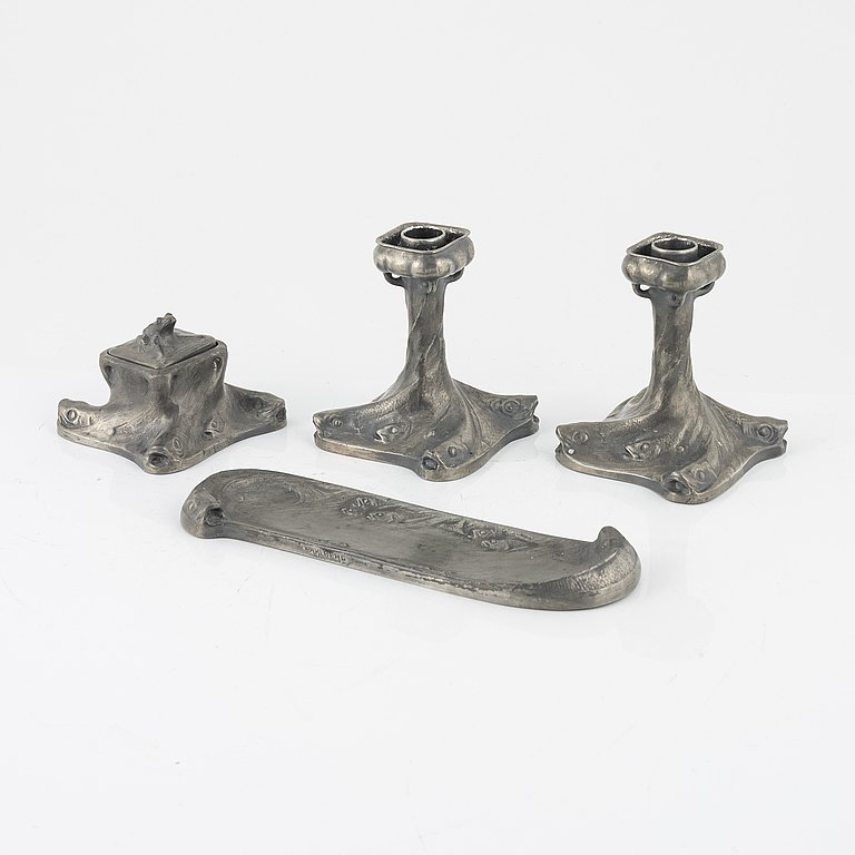 Olof Ahlberg, a six piece pewter writing set, Schreuder & Olsson, Stockholm.