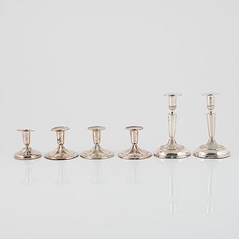 Silver candlesticks, 3+2+1, Ceson Guldvaru Ab, Gothenburg, Sweden, 1964-1971.
