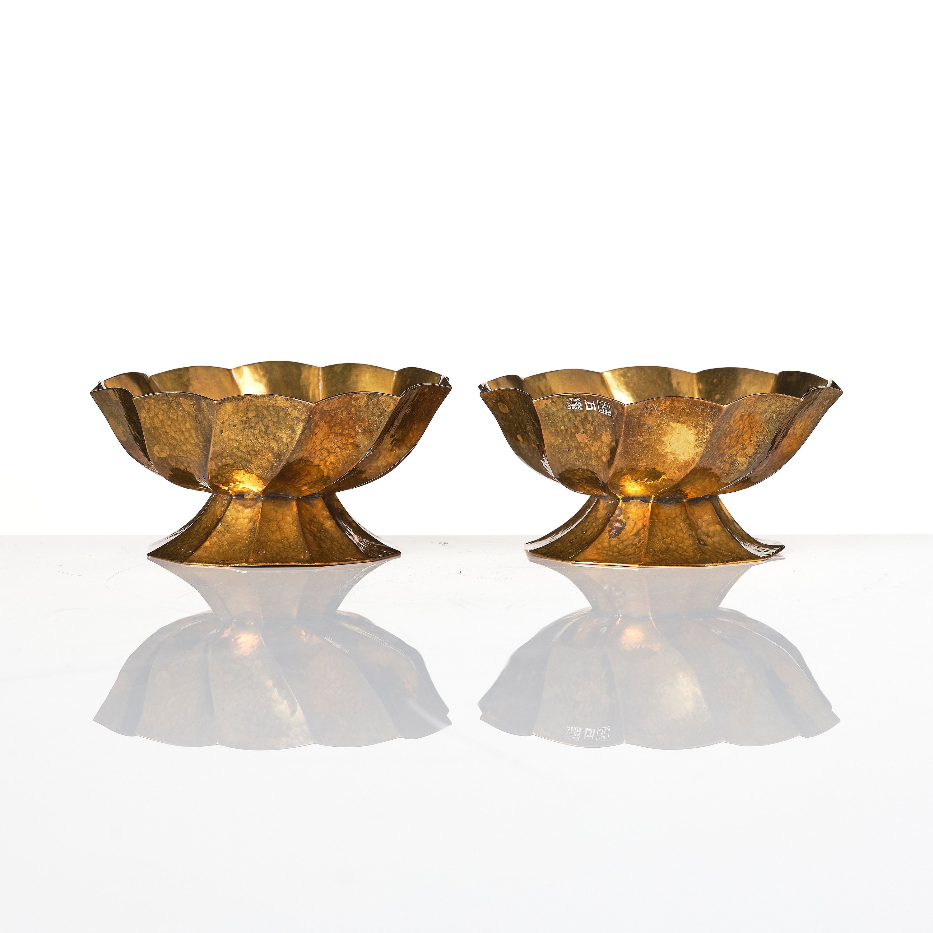 Josef Hoffmann, a pair of brass bowls, Wiener Werkstätte, Austria ca ...