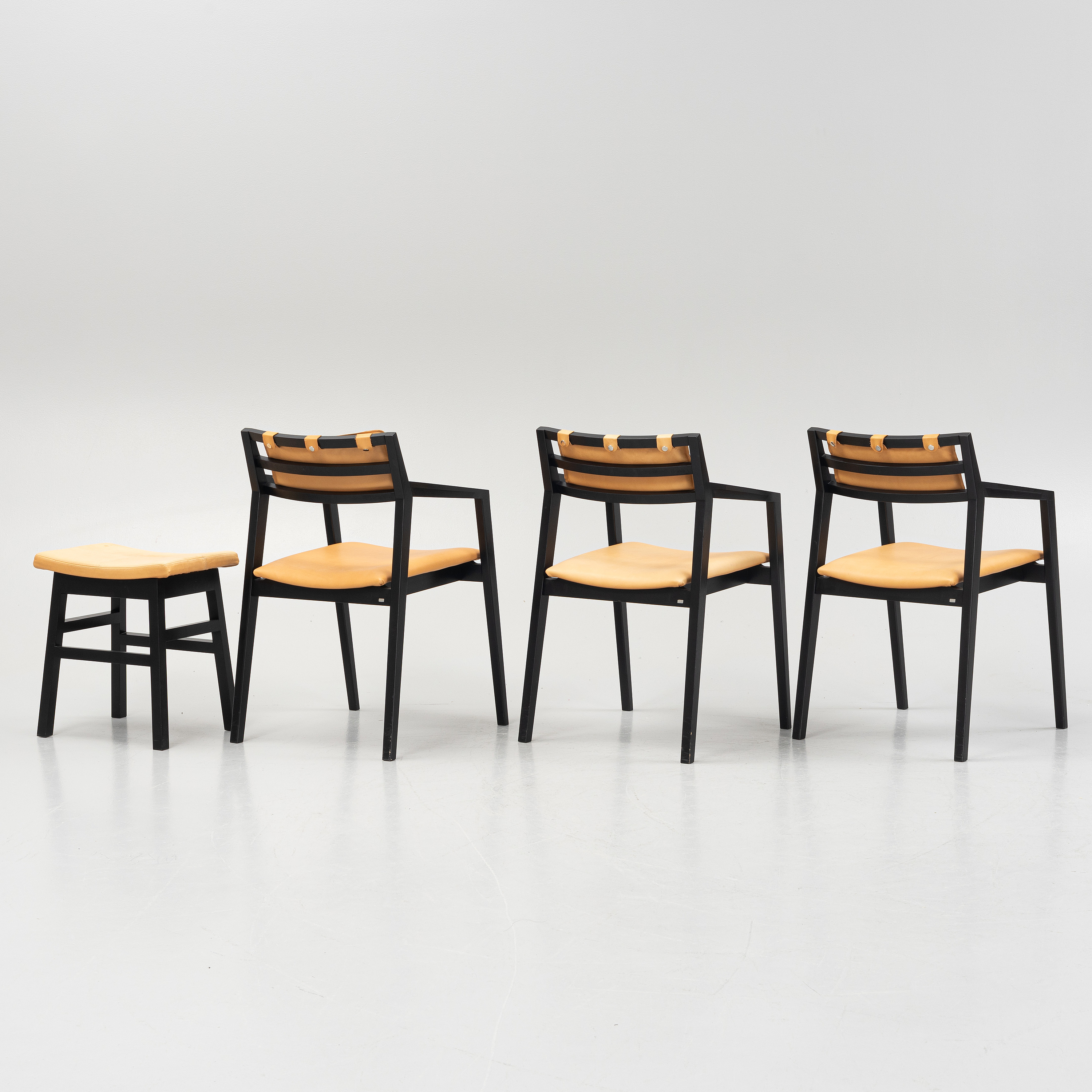 GAD, three chairs and a stool, model "Fole" and "Endre", contemporary