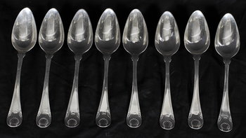 162259. MATSKEDAR, 8 st, silver. O.P.Hallberg, Norrköping 1842.