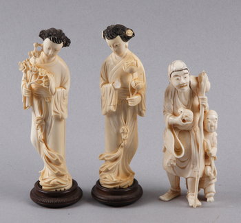 166159. FIGURINER, 3 st, ben, Japan. 1900-tal.