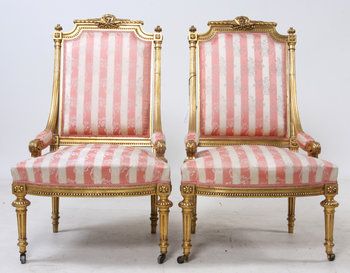166763. KARMSTOLAR, ett par, Louis XVI-stil, 1900-talets första hälft.