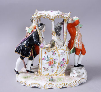 170725. FIGURIN, porslin, troligen Tyskland, rokokostil, 1900-tal.