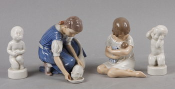 172115. FIGURINER, 4 st, porslin, Bing  Gröndahl, Danmark.