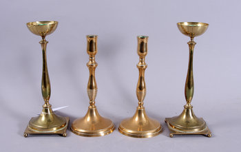 173089. LJUSSTAKAR, 2 par, mässing, 1900-tal.