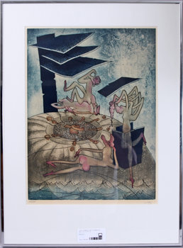 173741. ROBERTO MATTA, färgetsning, sign o numr 17100.