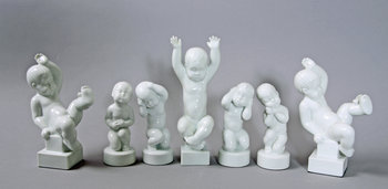 174589. FIGURINER, 7 st. Porslin, Bing  Gröndal.