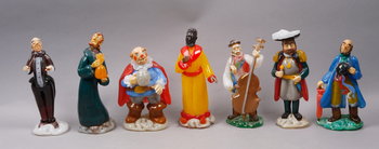 181100. FIGURINER, 7st, glas. Trol Tjeckien. 1900-tal.