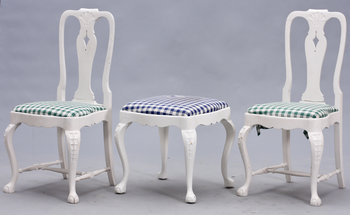 186553. STOLAR, ett par samt TABURETT, rokokostil 1900-tal.