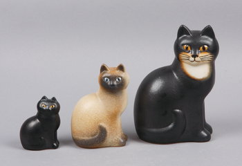 186674. FIGURINER, 3 st, stengods, Lisa Larson, Gustavsberg.