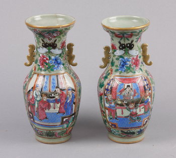 187889. VASER, ett par, porslin, Kanton, Kina, 1800-tal.