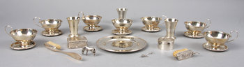 189062. PARTI SILVER, 21 delar, 1900-tal. Vikt 590 gram.