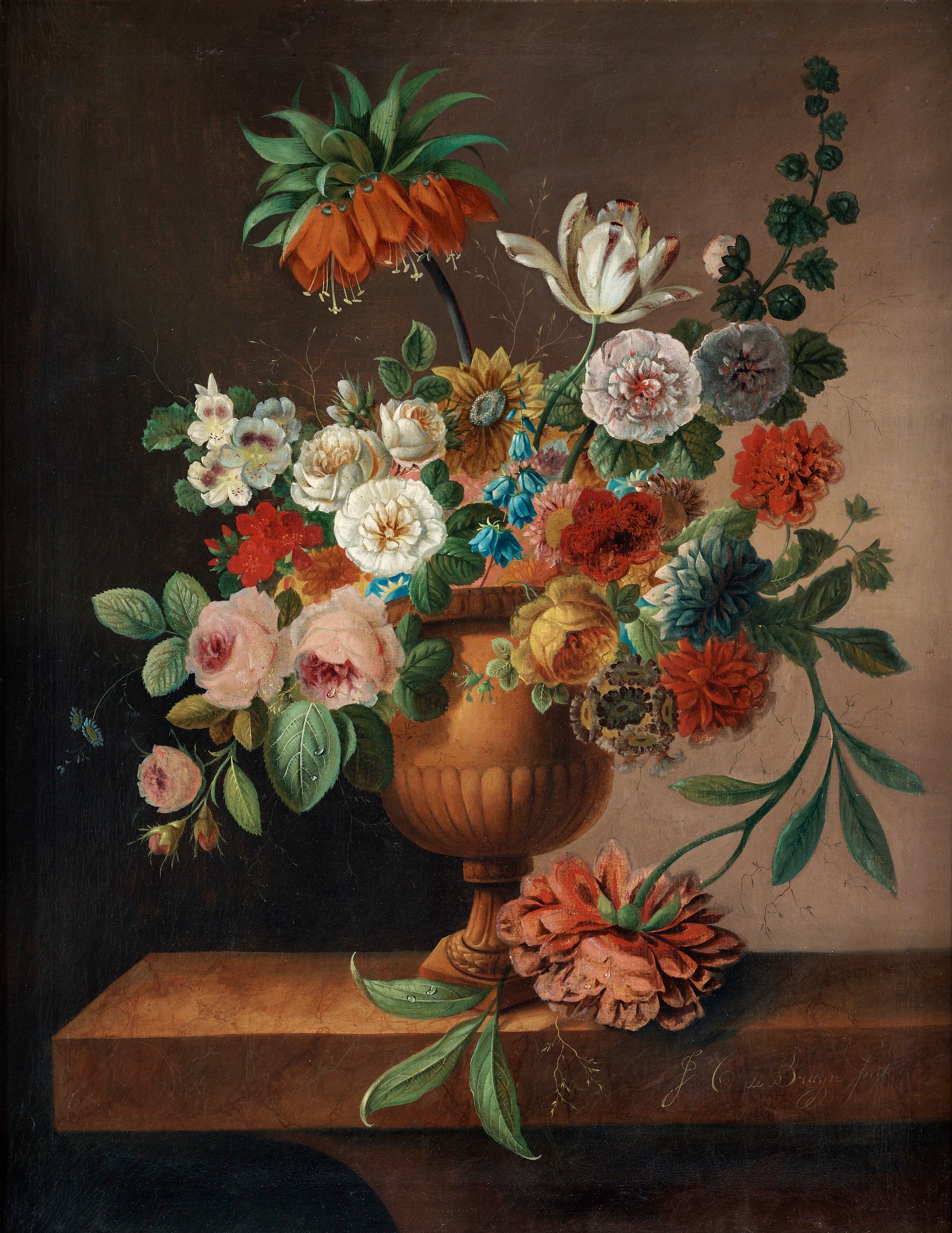 Cornelis Johannes de Bruyn, Still life with flowers. - Bukowskis