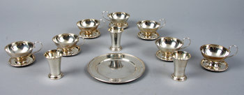 195219. PARTI SILVER, 18 delar, 1900-tal. Vikt 510 g.