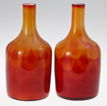 195385. FLASKOR, ett par, glas, Elme glasbruk, 60-70-tal.