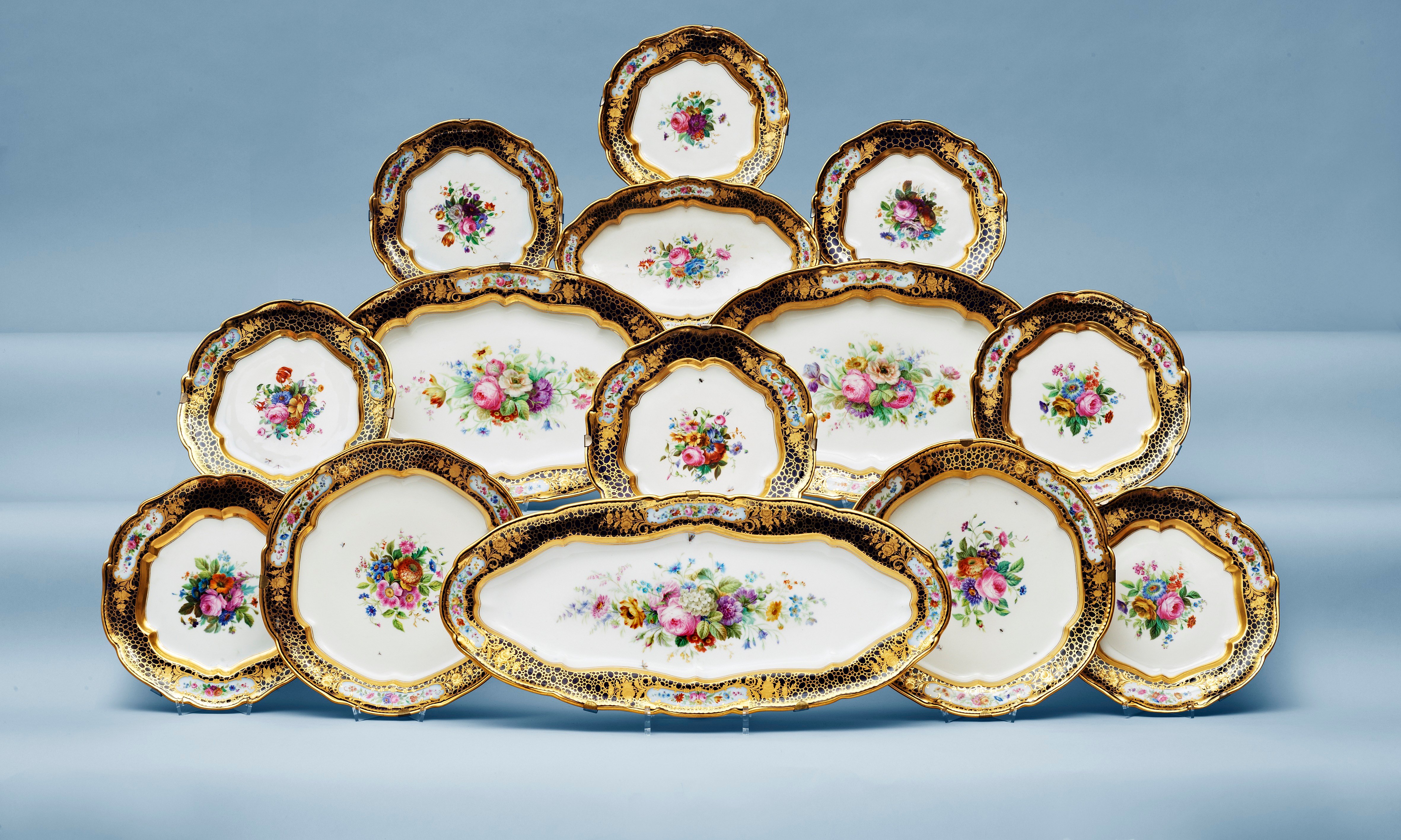 A Russian part dinner service, Imperial porcelain manufactory, St Petersburg, period of Emperor