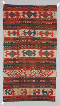 199263. KELIMTEXTIL, antik, med broderier. Omkring 1900. 208 x 113.