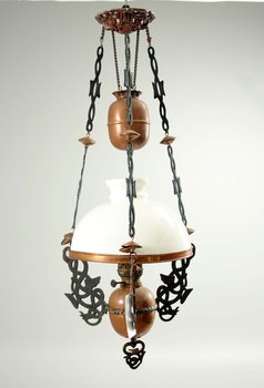 201253. TAKFOTOGENLAMPA, fornnordisk stil. 1900-talets början. Reglerbar h ca 100.
